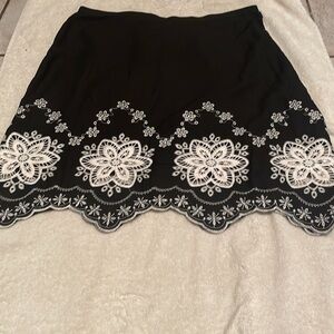 Sophie Max Black Skirt with White Floral Embroidery